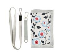 Blu chiaro Flora Pattern Stile Minimalista Portafogli Grigio per gli uomini clip di denaro regali per i giovani cool mens portafoglio da viaggio con cordino, blu chiaro modello flora stile minimalista