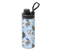 Blu Cincillà e Luna Stampa 18oz Sport Isolato Bollitore Tazza Bere In Acciaio Inox Tazza Portatile per Palestra