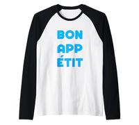 Blu Colore Bon App Etit Blu Grafica Maglia con Maniche Raglan