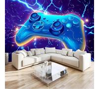 Blu, Controller Gamepad, Soggiorno, Effetto 3D, Camera da letto, Tessuto non tessuto, Moderno per ragazzi e ragazze, Corridoio, Motivo, 150cmx105cm Poster - Adesivi murali - Quadri senza cornice
