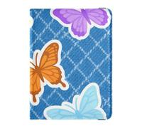 Blu Cowboy Farfalla Porta passaporto in pelle per viaggio Vaccino Card Holder Cover Combo Badge ID Vaccino Card Holder Portafoglio per le donne Leggero