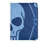 Blu Cowboy Goth Skeleton Cuoio decorativo Porta Passaporto Copertura Documenti di Viaggio Organizer Protector Viaggio Passaporto Portafoglio Con Slot per Carta di Vaccinazione Impermeabile, Blu cowboy
