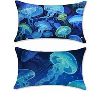 blu Cuscini Divano 40x80 Set da 2 Lino Federa Cuscino Medusa Copricuscini Divano, Copricuscino Antiacaro Cuscini Decorativi letto Rettangolari Copricuscini per Divani, per Decorazioni Casa s-532