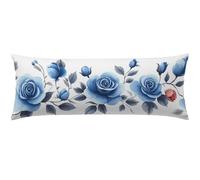 Blu Cuscino per Dormire Laterale 60x180 Fiori Cuscino Lungo per Dormire Lateralmente, Cuscini per il Collo, per Gravidanza e Sostenere la Maternità,Morbido Velluto Decorare Federe Cuscini Letto w0-770
