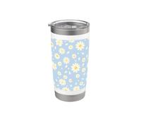 Blu Daisy Floral Pattern Carino Primavera Fiore Estetica Bicchiere termico in acciaio inox doppia parete
