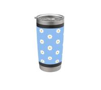 Blu Daisy Floral Pattern Carino Primavera Fiore Estetica Bicchiere termico in acciaio inox doppia parete