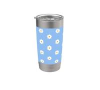 Blu Daisy Floral Pattern Carino Primavera Fiore Estetica Bicchiere termico in acciaio inox doppia parete