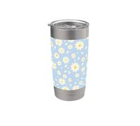 Blu Daisy Floral Pattern Carino Primavera Fiore Estetica Bicchiere termico in acciaio inox doppia parete