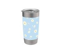 Blu Daisy Floral Pattern Carino Primavera Fiore Estetica Bicchiere termico in acciaio inox doppia parete