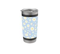 Blu Daisy Floral Pattern Carino Primavera Fiore Estetica Bicchiere termico in acciaio inox doppia parete