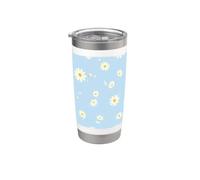 Blu Daisy Floral Pattern Carino Primavera Fiore Estetica Bicchiere termico in acciaio inox doppia parete
