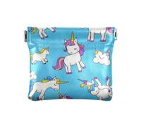 Blu Del Fumetto Unicorni di Modo Delle Donne di Piccola Borsa di Cuoio Cambiamento Carino Borse Cosmetiche per la Borsa per gli Uomini Donne Viaggio mini monederos para