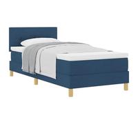 Blu design minimalista con testiera imbottita Letto singolo moderno 90 x | Letto a molle con cuscino e testiera Blu 90x200 cm Tessuto, Struttura imbottita con schiuma, Retail matrimoniale singolo,