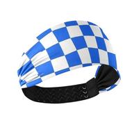 Blu e Bianco A Scacchi Plaid Umidità Wicking donne fasce moda capelli elastici per escursionismo Yoga Running bandas para el cabello