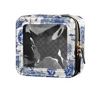 Blu e Bianco Avventura Trasparente Mini Makeup Bag Toiletry Bags Nail Polish Organizer Bag per Viaggio