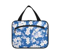 Blu e Bianco Bella Daisy Appeso Grande Borsa da toilette Appeso con gancio, Designer Unisex Makeup Bag per auto per papà Vacanza Bolsa de maquillaje para Mujer L