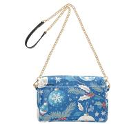 Blu e Bianco Buon Natale Agrifoglio Bell Moda Borse A Tracolla Per Le Donne In Pelle Vegana Casual Delle Donne Borsa Impermeabile Spalla Crossover Bag