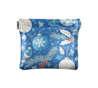 Blu e Bianco Buon Natale Agrifoglio Bell Moda Donne Cuoio DELL'UNITÀ di elaborazione Della Borsa Della Moneta Decorativo Organizzazione Sacchetti per le Donne