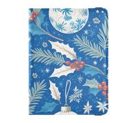 Blu e Bianco Buon Natale Agrifoglio Campana Porta passaporto impermeabile per viaggi per viaggi Documenti di Viaggio Organizer Protector Viaggio Passaporto Portafoglio con Slot per Vaccinazione per