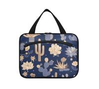Blu e Bianco Cactus Fiori Hanging Makeup Bag Viaggio Cosmetico con Gancio, Designer Lavabile Cosmetic Makeup Bag per la mamma Vacanza Bolsa de maquillaje para Mujer L
