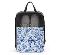 Blu e Bianco Floreale R Dog Flower Pattern Scarpa Borsa per Viaggi Uso quotidiano Anti-polvere Portascarpe Golf