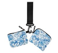 Blu e Bianco Gru Fiore Portafogli da Donna Custodie per Carte Sottile Organizzatori di Denaro Portatile con Tasca con Cerniera per Le Donne 2 Pz, Fiore gru blu e bianco, 1 size, Casual