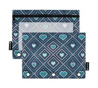 Blu e Bianco Natale Fiocchi di Neve Raccoglitore Matita Pouch con Finestra Trasparente Raccoglitore Matita Grande Capacità 3 Anelli Zipper Raccoglitore per Conservare Studenti scolastici Forniture