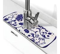 Blu e Bianco Porcellana Tappetino Lavello Da Cucina Assorbente Ad Asciugatura Rapida Tappetino di Drenaggio Intorno Rubinetto Per Lavello Da Cucina Tappetino Lavello Bagno