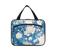 Blu e Bianco Romantico fiori di San Valentino Hanging Toiletry Bag per gli uomini con gancio, accessori di design articoli da toeletta Borsa per le signore Backpacking cartera para maquillaje L