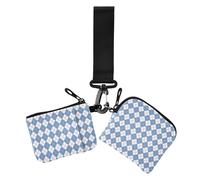 Blu e Bianco Scacchiera Portamonete da Donna Porta Carte Sottile Piatto Carta d'identità Protettiva con Portachiavi per Signore 2 Confezioni, scacchiera blu e bianca, 1 size, Casual