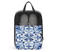 Blu e Bianco Spagnolo Modello Tile Borsa per Scarpe Da Viaggio Uso Quotidiano Anti-polvere Trasportatore di stoccaggio Sacchetto di Scarpe