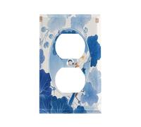 Blu e Bianco Stile Cinese Fiore E Uccello Interruttore Piastra Durevole In Acciaio Inox Presa Elettrica Coperture Infrangibili Bordo Moderno Decorativo Duplex Piastre da Parete per Camera Da Letto