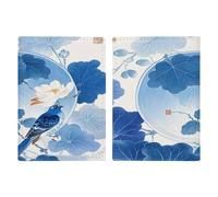 Blu e Bianco Stile Cinese Fiore E Uccello Porta Passaporto Ultra Sottile PU Pelle Organizzatore Documenti da Viaggio Compatto Premium Internazionale US Passaporto Protector Cover per Donne Uomini