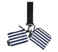 Blu e Bianco Strisce Orizzontali Doppio Portafoglio da Polso per Le Donne Sottile Staccabile Borsa Della Moneta Del Raccoglitore Del Raccoglitore con Tasca Con Cerniera per Lady 2 Pack Portafoglio