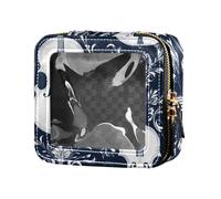 Blu e Bianco Violino Trasparente Piccola Borsa Trucco Borse da Viaggio per Articoli da toeletta Cosmetici Borsa con Cerniera per Volare