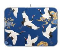Blu e Dorato Giapponese Nuvola Gru Cucina opaco Scolapiatti Panno Grande Microfibra Stendipiatti Tappetino 45,7 x 61,7 cm
