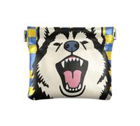 Blu e Giallo a scacchi Siberian Husky Cane Moda Donna Uomo Portamonete in Pelle Unico Chiusura Portafoglio Porta Carta per Uomo Donna Viaggio Mujer para monedas