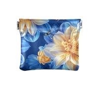Blu e Giallo Fiori Moda PU Borsa Cambiamento di Cuoio Comodo Organizzazione Sacchetti per le Donne billetera para