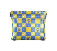 Blu e Giallo Grid Paw Prints Piccolo Portamonete in pelle da donna Portamonete Portatile Organizzatore Borse per Donne Ragazzi Ragazze