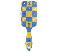 Blu e Giallo Griglia Paw Prints liscia spazzola per capelli delicata Progettato testa massaggiatore cuoio capelluto per capelli bagnati con manico ergonomico cepillos para cabello