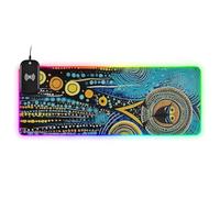 Blu e Giallo Modello Astratto Ricarica Wireless Incandescente personalizzato animale pad tastiera e tappetino animale tappetino per mouse gaming cool gameing 31,5x11,8 pollici