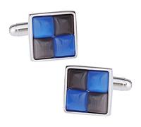 Blu e grigio gemelli catseye-style silver-tone Frame by Cuff-Daddy
