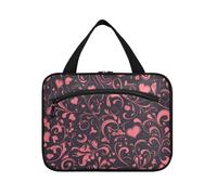 Blu e Nero Valentine Romantico Amore Hanging Toiletry Bag per le donne con gancio, Designer multifunzionale Makeup Bag per le donne Must Haves Work estuche para guardar maquillaje L