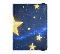 Blu e Oro Cielo Romantico Cuoio Decorativo Passaporto Porta Carta Della Copertura Combo Vaccino Caso Protector Cover Badge ID Vaccino Card Holder Portafoglio Ultra Sottile, Cielo romantico blu e oro,