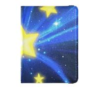 Blu e Oro Cielo Romantico Porta passaporto decorativo in pelle per viaggio Vaccino Card Holder Cover Combo Porta Passaporto Custodia Portafoglio Leggero, Cielo romantico blu e oro, 1 size
