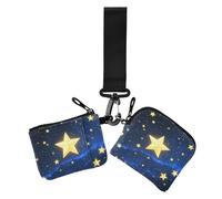 Blu e Oro Cielo Romantico Portamonete da Donna Porta Carte Sottile Portatile Organizzatore di Soldi da Donna con Portachiavi per Donna 2 Confezioni, Cielo romantico blu e oro, 1 size, Casual
