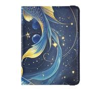 Blu e Oro Distinctive Leather Passaporto e Vaccino Card Holder Combo per Viaggio Vaccino Caso Protector Cover Portafoglio Porta Passaporto per gli uomini Ultra Sottile, Blu e oro Distintivo, 1 size