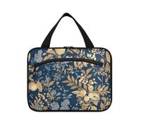 Blu e Oro Fiori Personalizzati Hanging Toiletry Bag per gli Uomini Viaggio con Gancio, Designer Espandibile Borsa per la Cura della Pelle per Viaggio Must Work bolso de maquillaje para Mujer L
