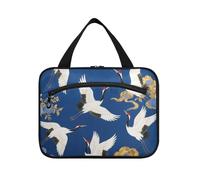 Blu e Oro Giapponese Nuvola Gru Hanging Toiletry Bag per gli Uomini Viaggio con Gancio, Designer Trucco Cosmetico Borsa per le Donne Must Trip bolso para maquillaje de Mujer L