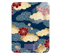 Blu e Oro Giapponese Vintage Fiori Display LCD Bilancia Alimentare per Viaggi 10 Lbs / 0 18oz 5kg/5g (Scenario) Grammo Scala Cucina con 4 Unità per Dieta Dieta báscula para cocina